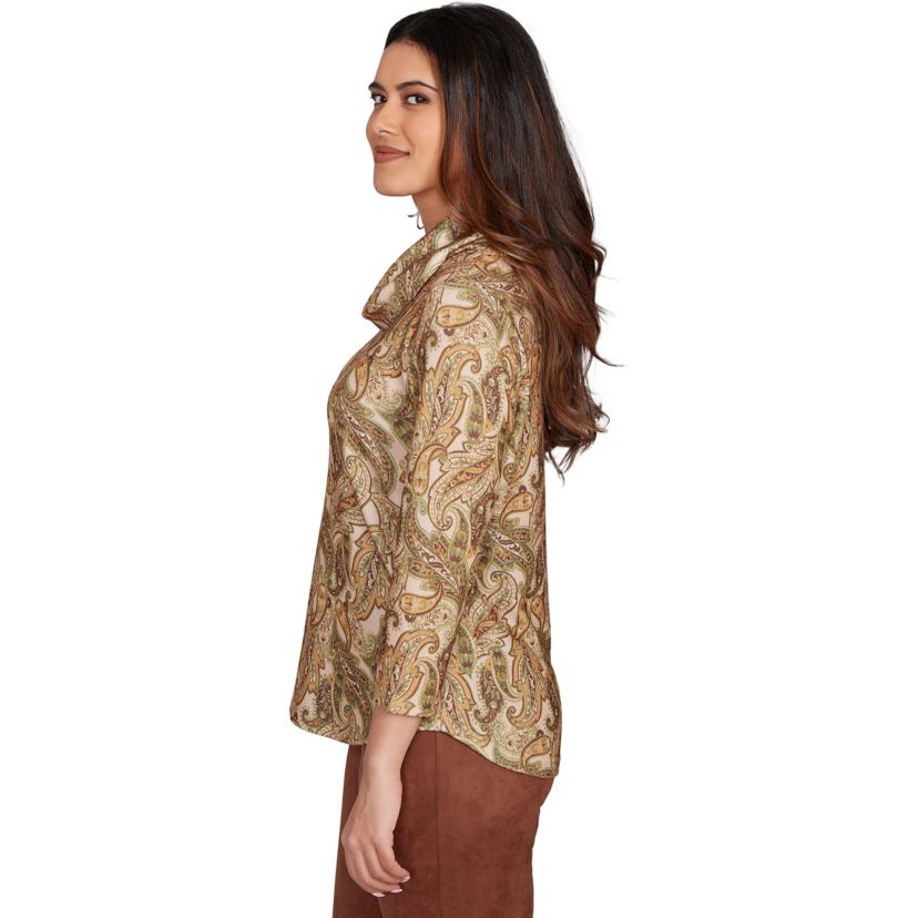 PRINTED HATCHI COWL NECK TOP