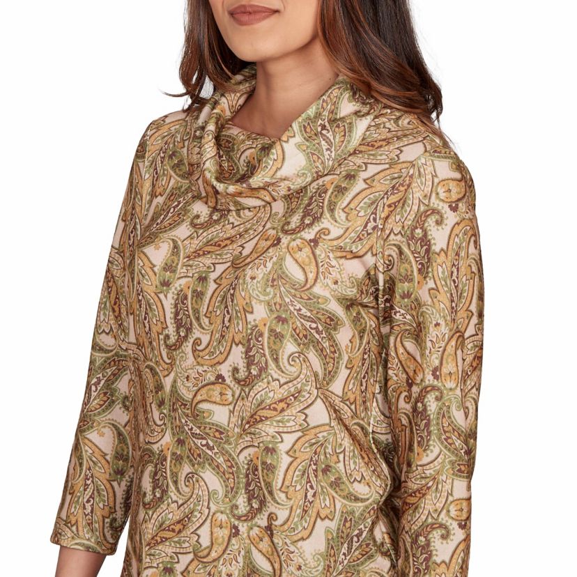 PRINTED HATCHI COWL NECK TOP