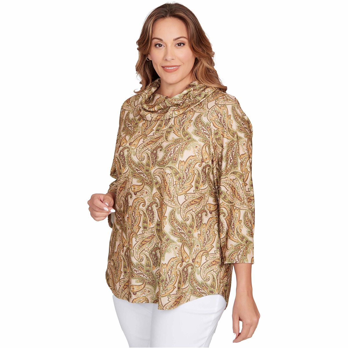 PRINTED HATCHI COWL NECK TOP