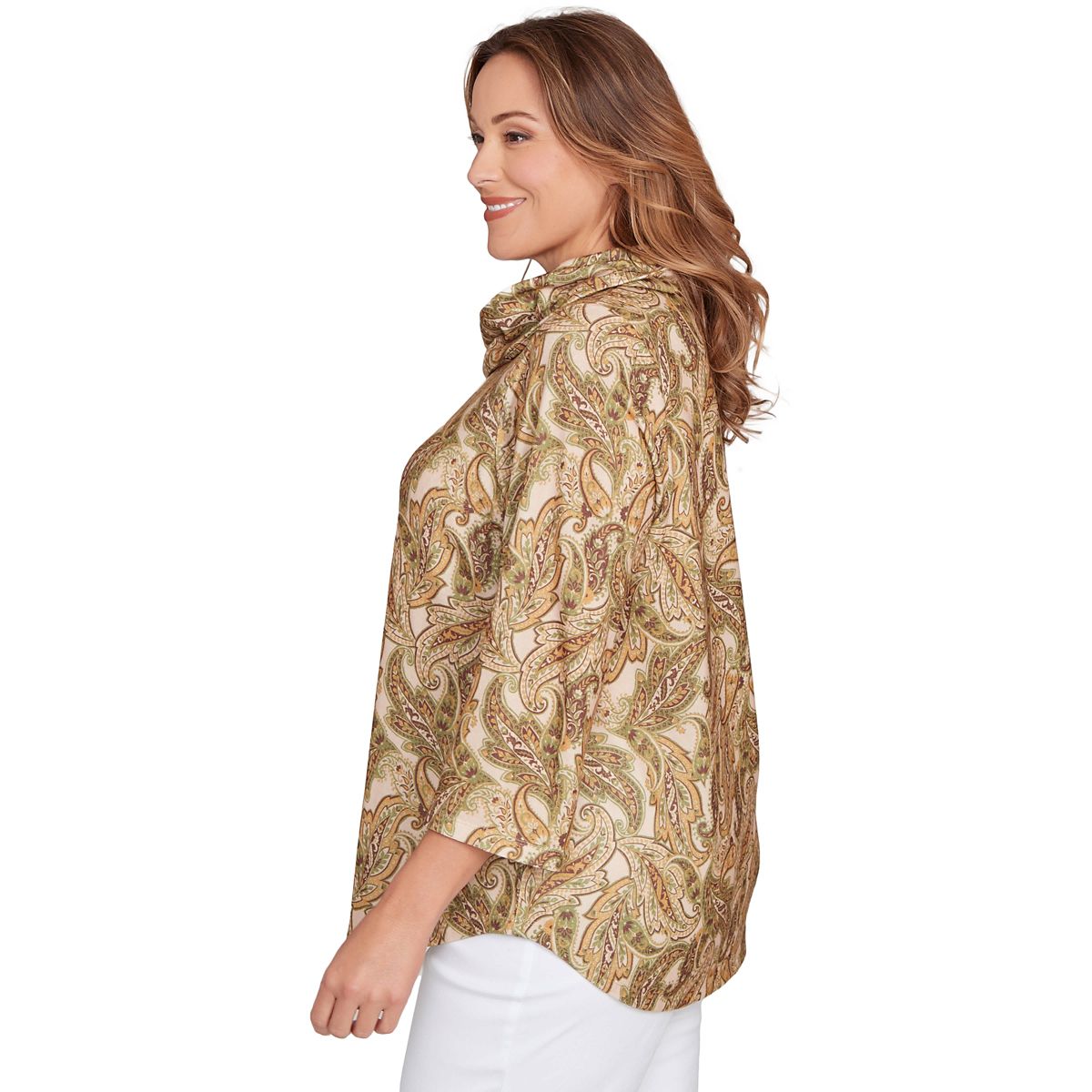 PRINTED HATCHI COWL NECK TOP