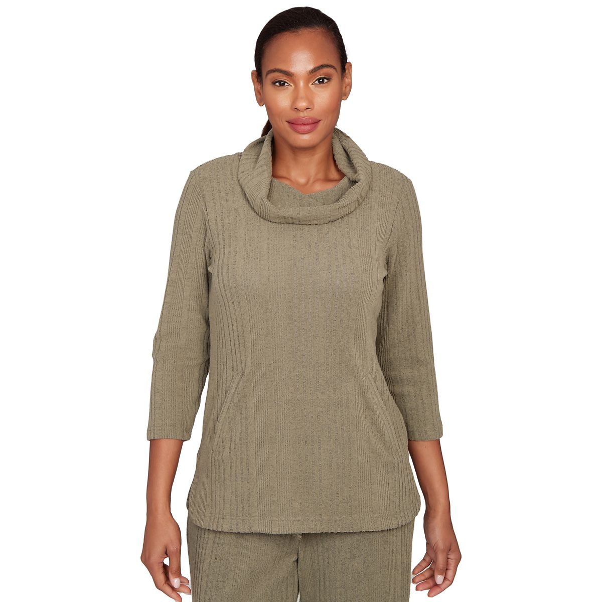 SOLID TEXTURE HATCHI COWL NECK TUNIC