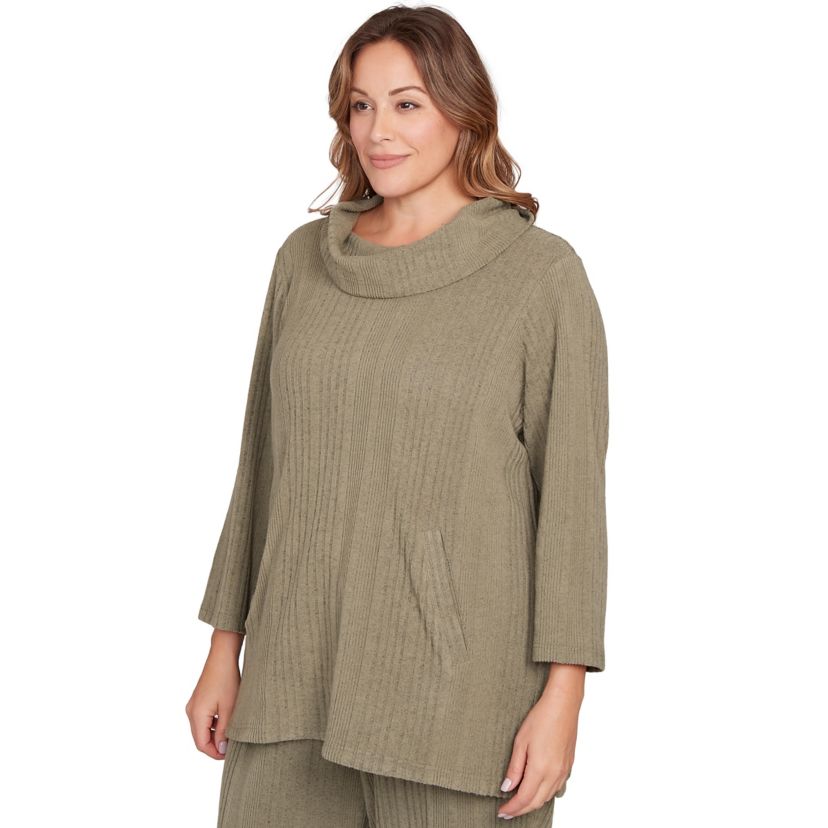 SOLID TEXTURE HATCHI COWL NECK TUNIC