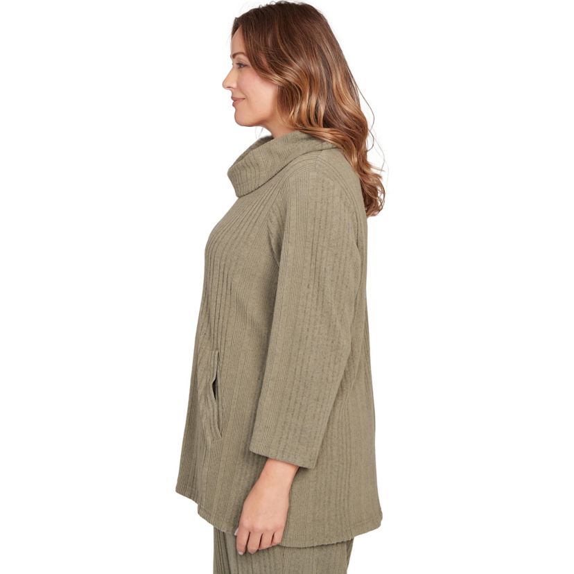 SOLID TEXTURE HATCHI COWL NECK TUNIC