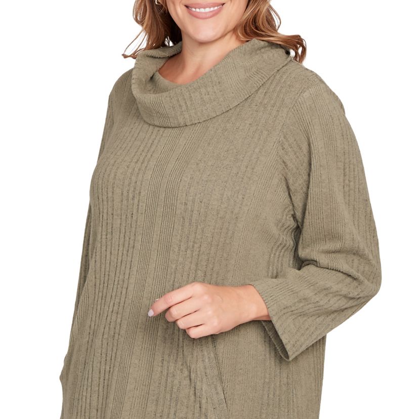 SOLID TEXTURE HATCHI COWL NECK TUNIC