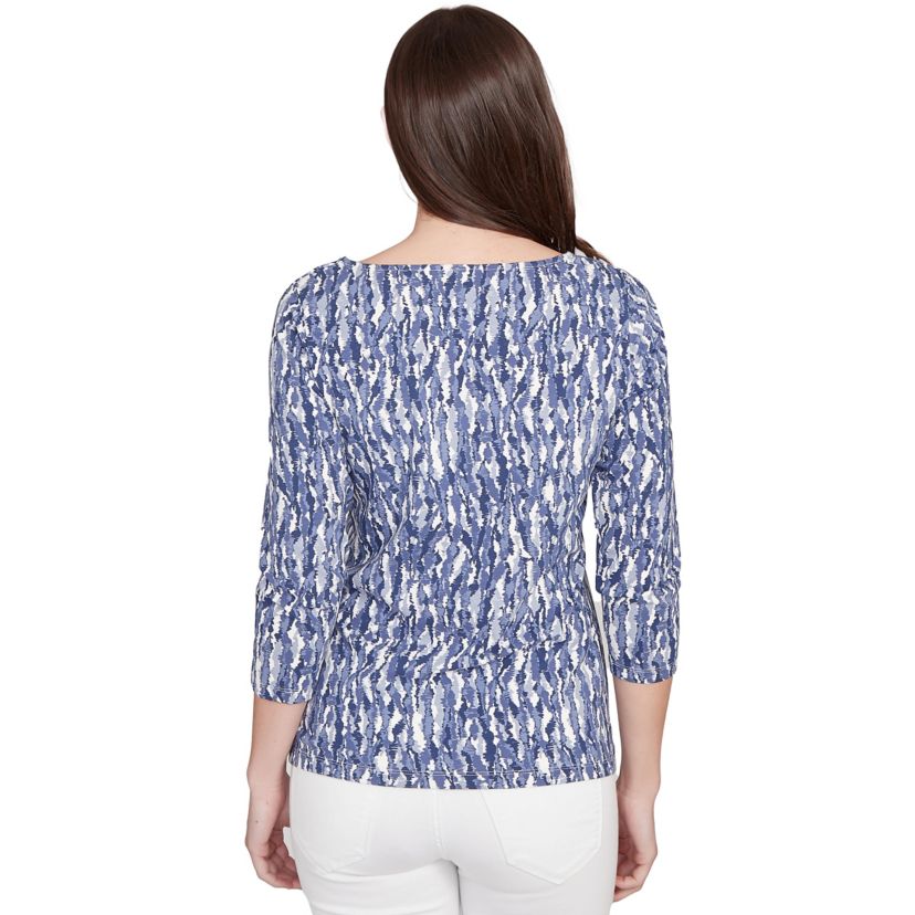 PRINTED JERSEY 3/4 SLEEVE TOP