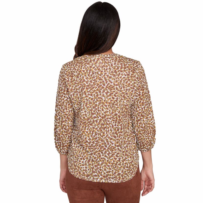 PRINTED 3/4 SLEEVE PEASANT TOP