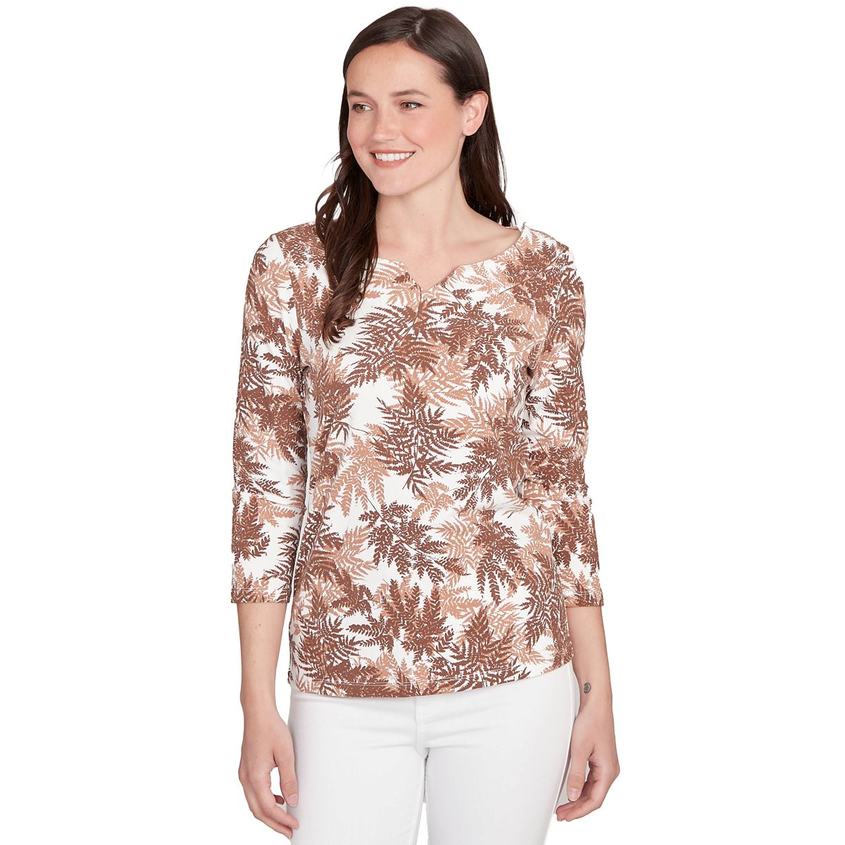 PRINTED JERSEY 3/4 SLEEVE TOP