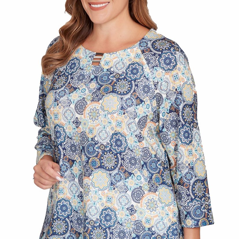 PRINTED HATCHI 3/4 SLEEVE TOP