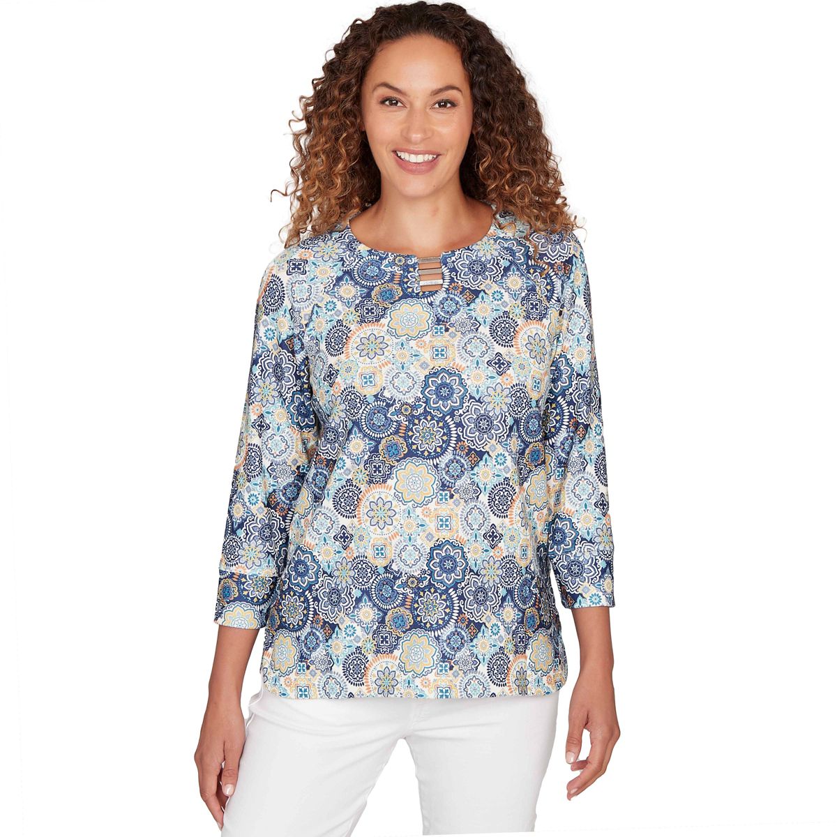 PRINTED HATCHI 3/4 SLEEVE TOP