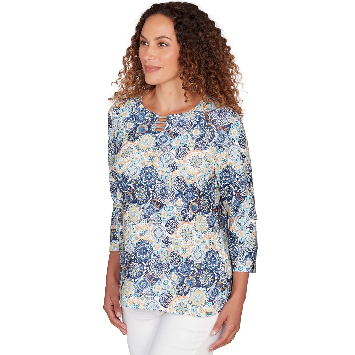 PRINTED HATCHI 3/4 SLEEVE TOP