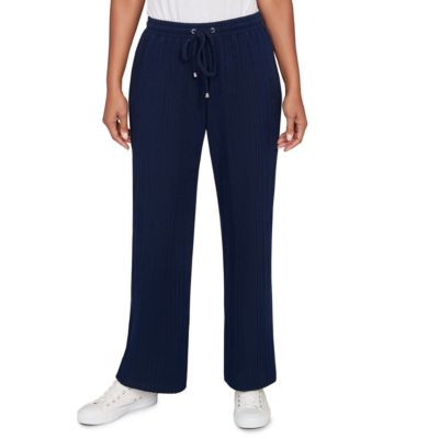 Hearts of Palm Women's SOLID TEXTURED HATCHI PANT, Navy Blue, XL