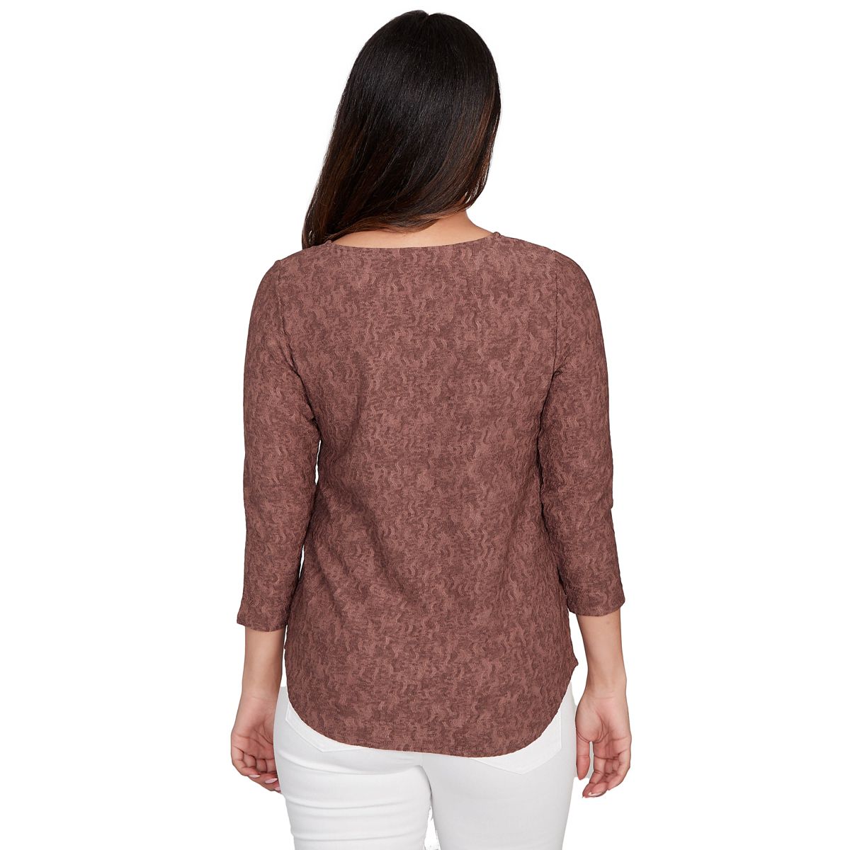 NOVELTY CRINKLE 3/4 SLEEVE TOP