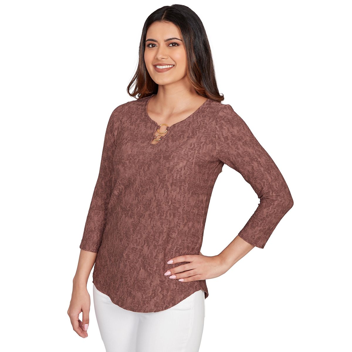 NOVELTY CRINKLE 3/4 SLEEVE TOP