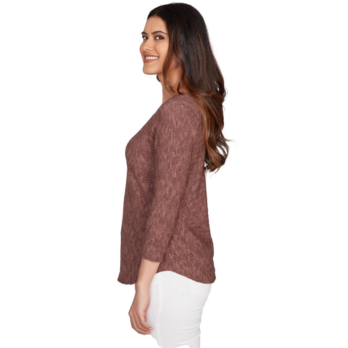 NOVELTY CRINKLE 3/4 SLEEVE TOP