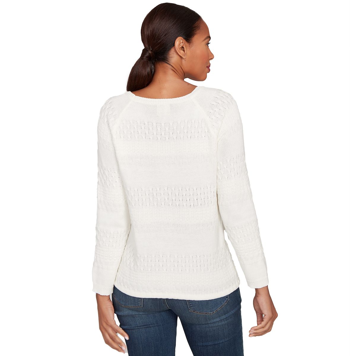 SOLID TEXTURE STRIPE BLOUSON PULLOVER