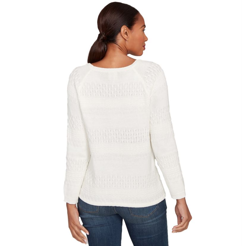 SOLID TEXTURE STRIPE BLOUSON PULLOVER