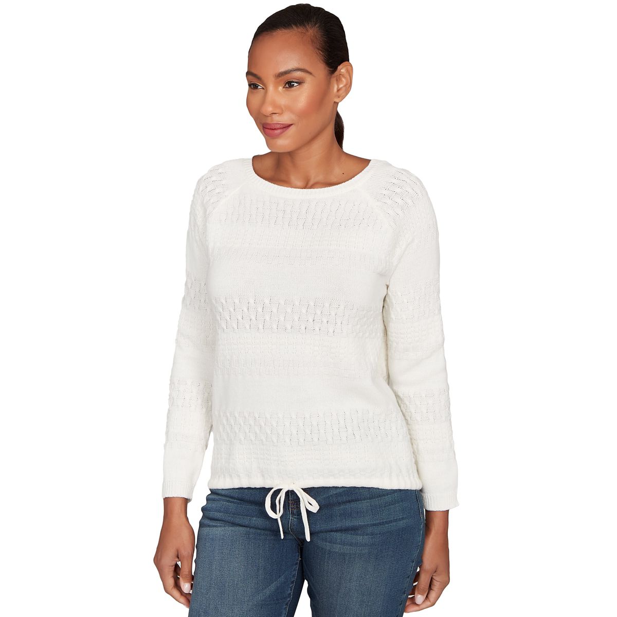 SOLID TEXTURE STRIPE BLOUSON PULLOVER