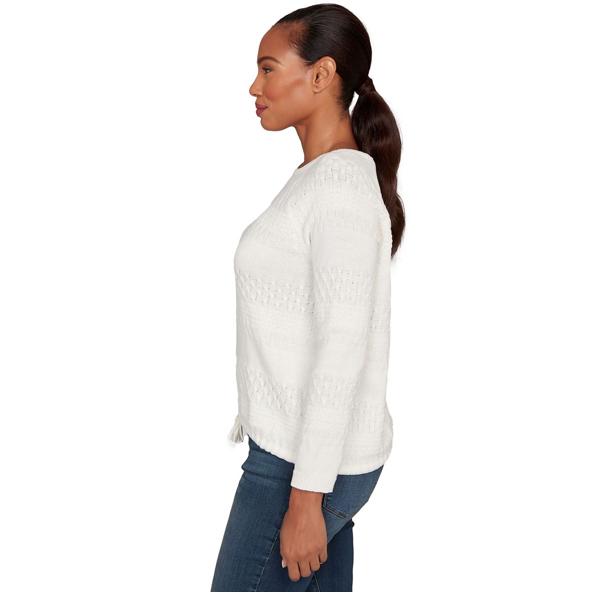 SOLID TEXTURE STRIPE BLOUSON PULLOVER