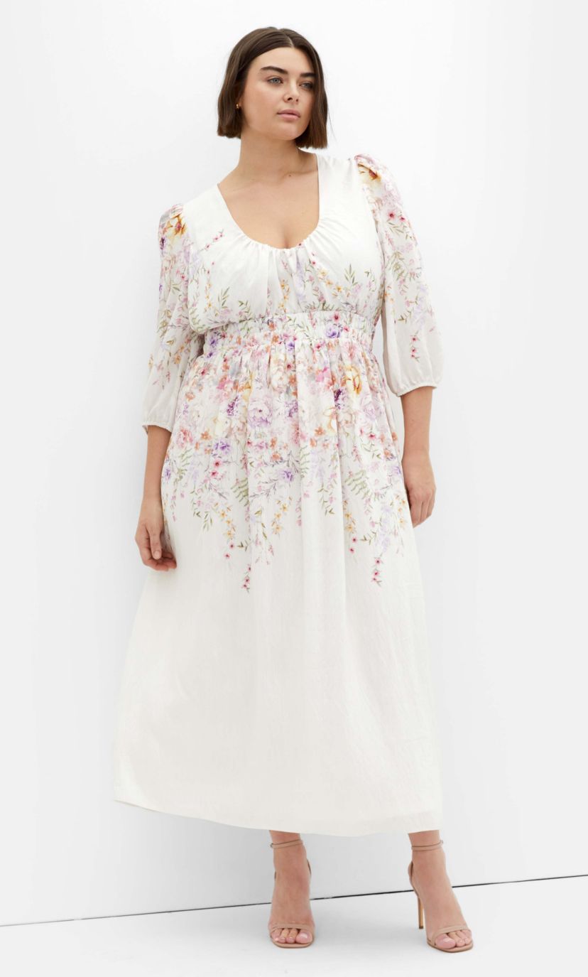 flutter sleeve maxi wrap dress Hope & Ivy Michelle Floral Maxi Wrap Dress
