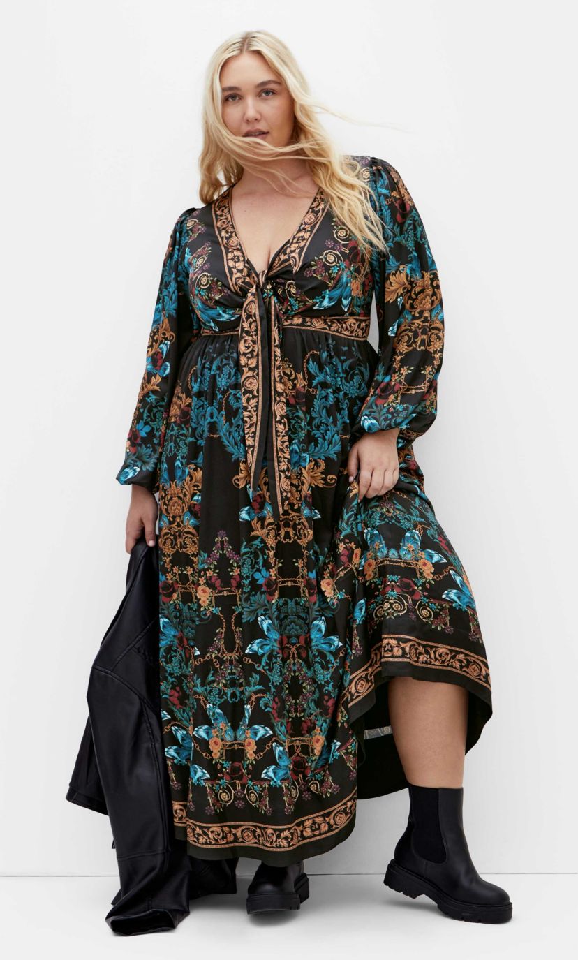 chiffon maxi dress sleeves Ivory Floral Chiffon Long Sleeve Maxi Dress