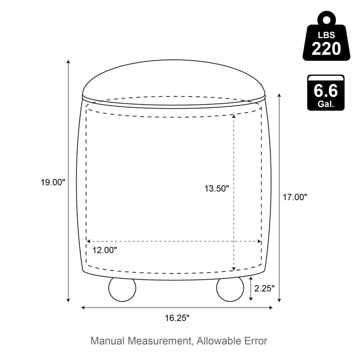 Modern Gradient Brown Upholstered Storage Ottoman or Accent Stool with Rubberwood Ball Feet