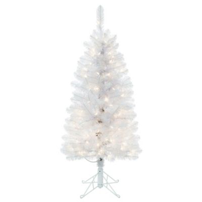 Vickerman 4.5' White Salem Pencil Pine Artificial Christmas Tree, Warm White Single Mold LED Lights