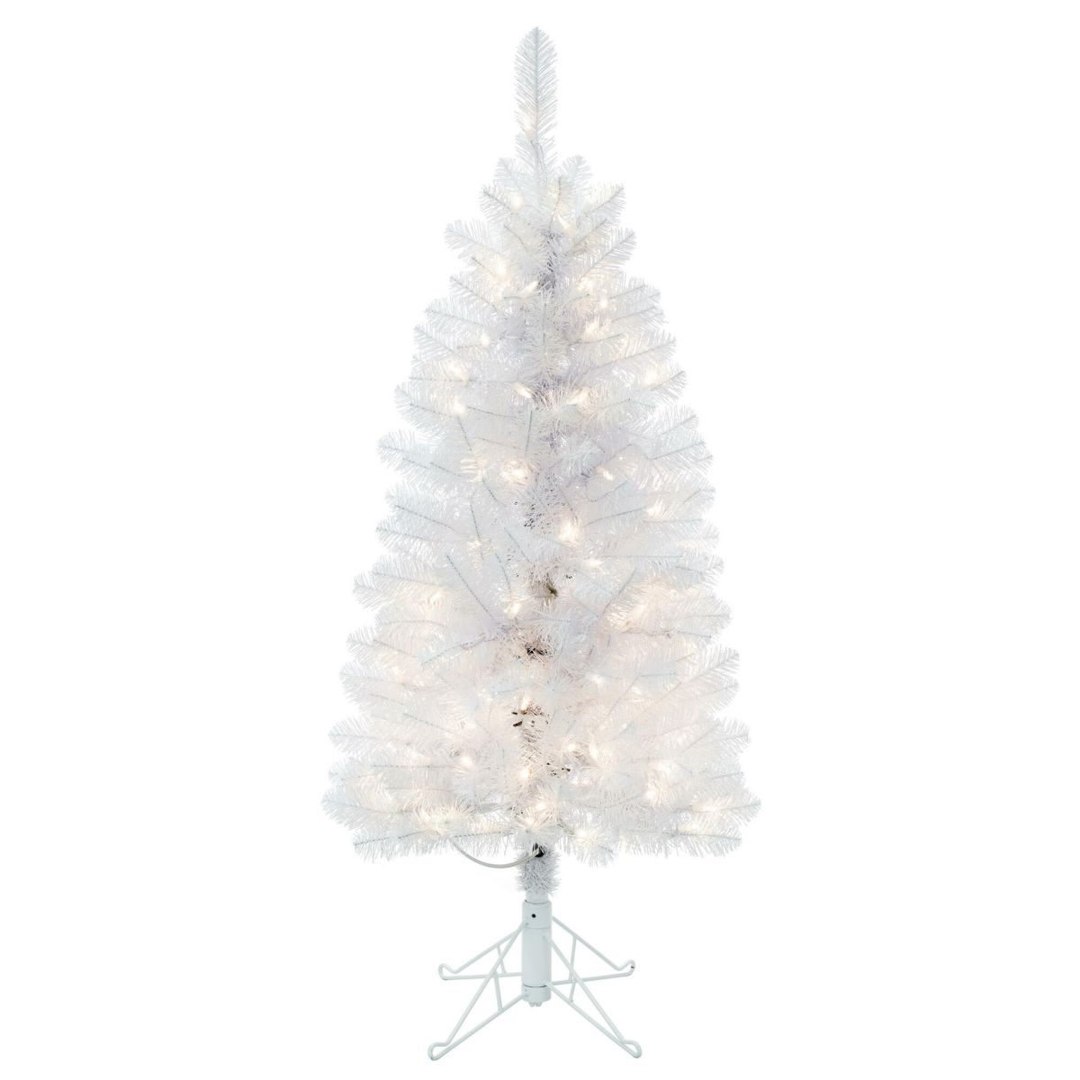 Vickerman 5.5 White Salem Pencil Pine Artificial Christmas Tree, Warm White Single Mold LED Lights