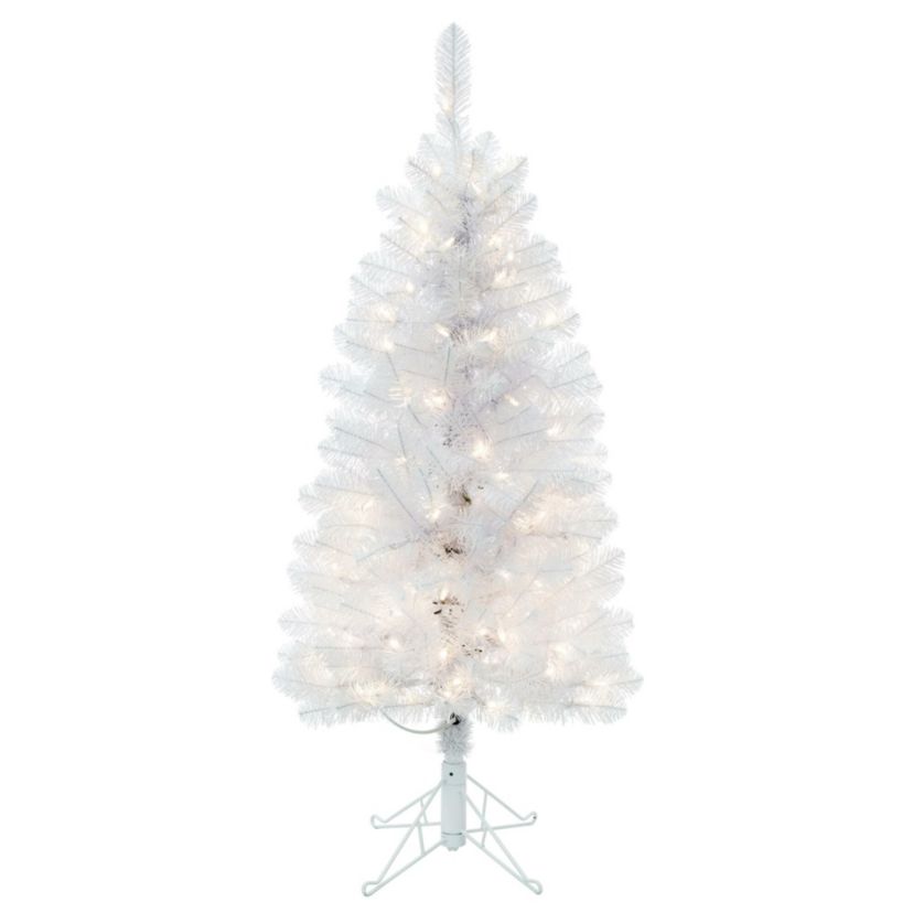 Vickerman 5.5 White Salem Pencil Pine Artificial Christmas Tree, Warm White Single Mold LED Lights