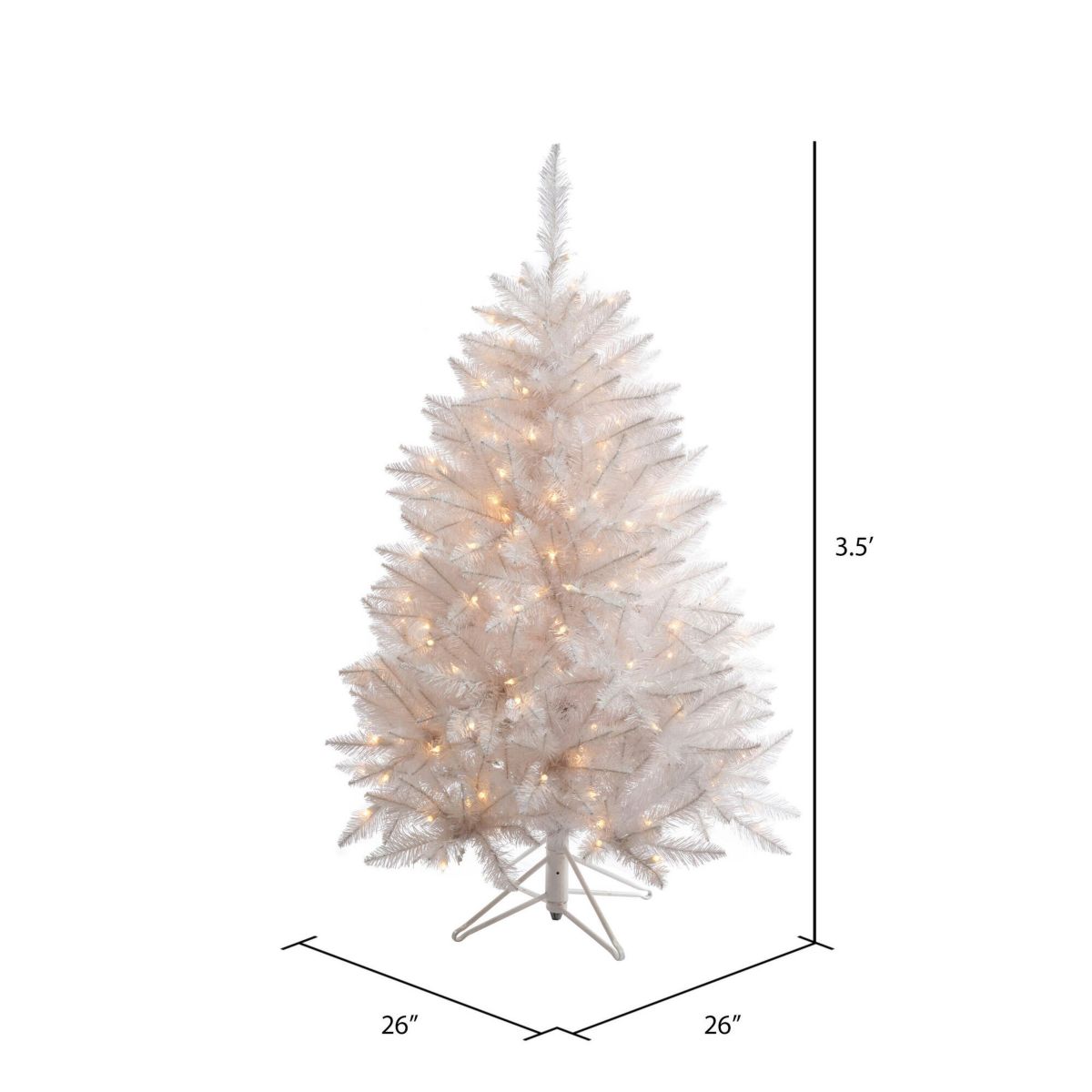 Vickerman 3.5 Sparkle White Spruce Artificial Christmas Tree, Warm White LED Lights