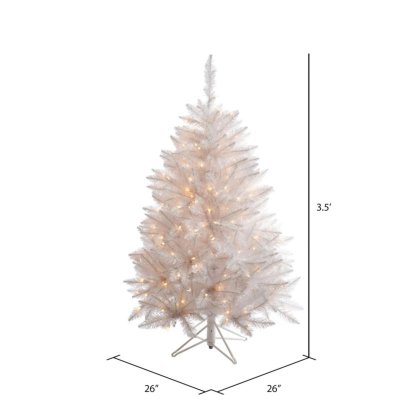 Vickerman 3.5 Sparkle White Spruce Artificial Christmas Tree, Warm White LED Lights
