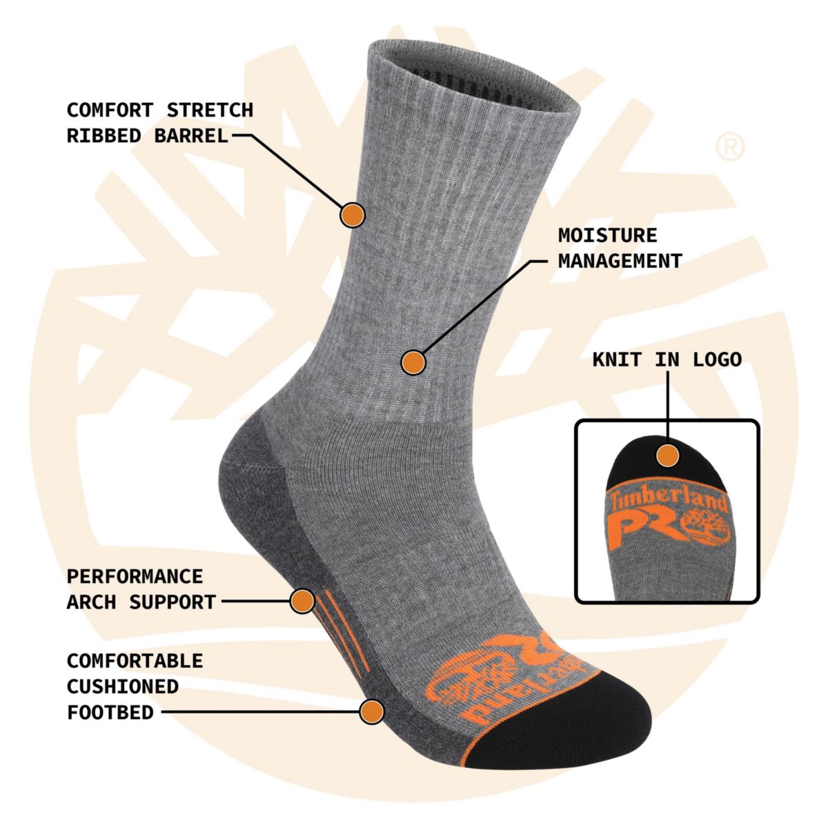 TIMBERLAND PRO 6 PACKWORK SOCK- CREW