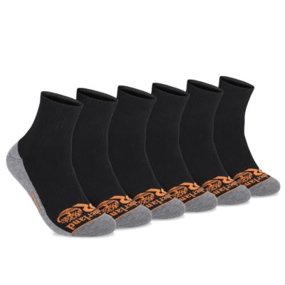 Men's TIMBERLAND PRO 6 PACK WORK SOCK- QUARTER, Black