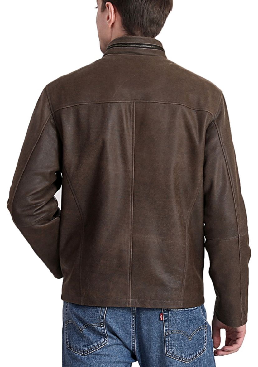 Mens Distressed Leather Moto Jacket