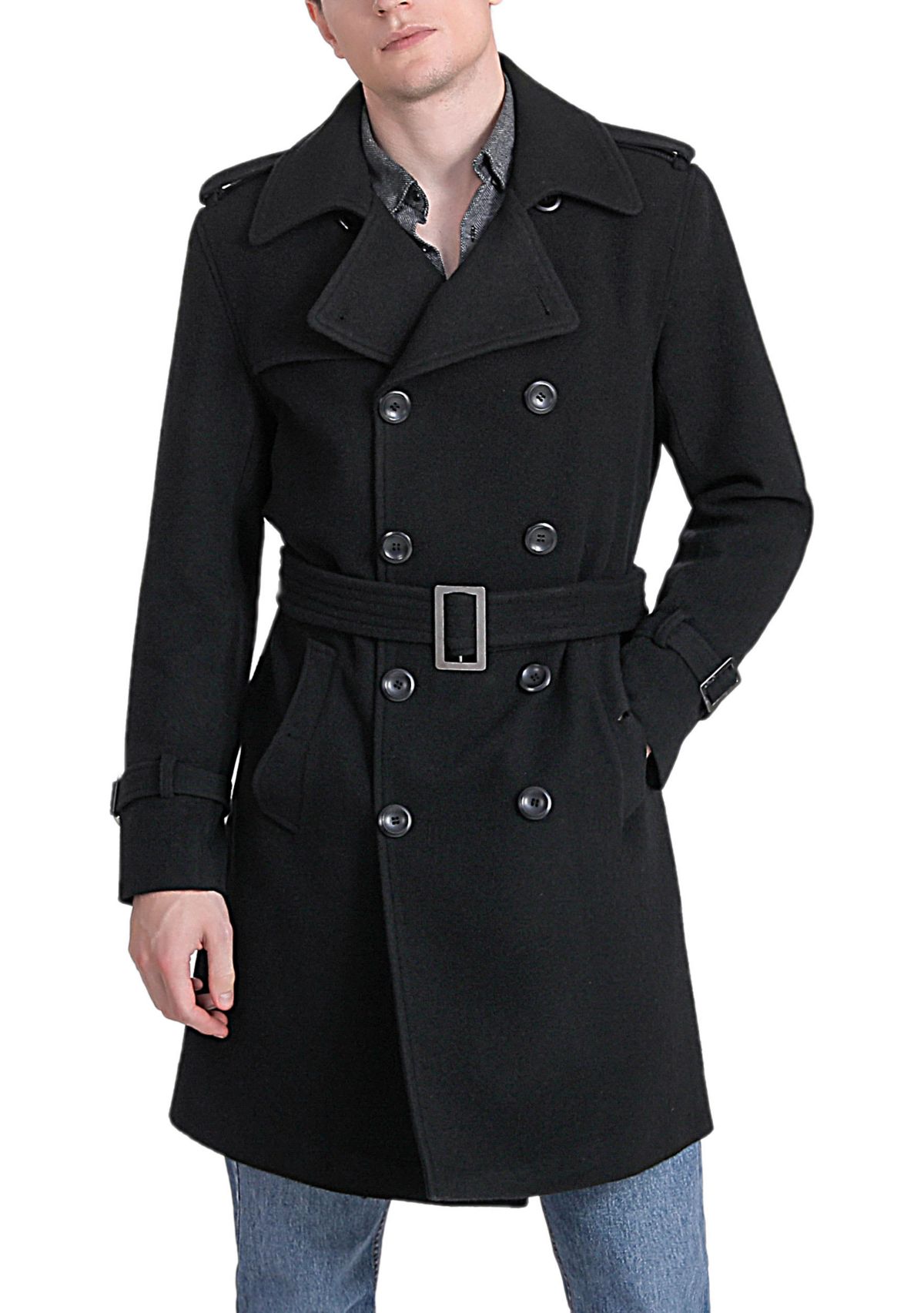 Mens Jake Wool Blend Trench Coat