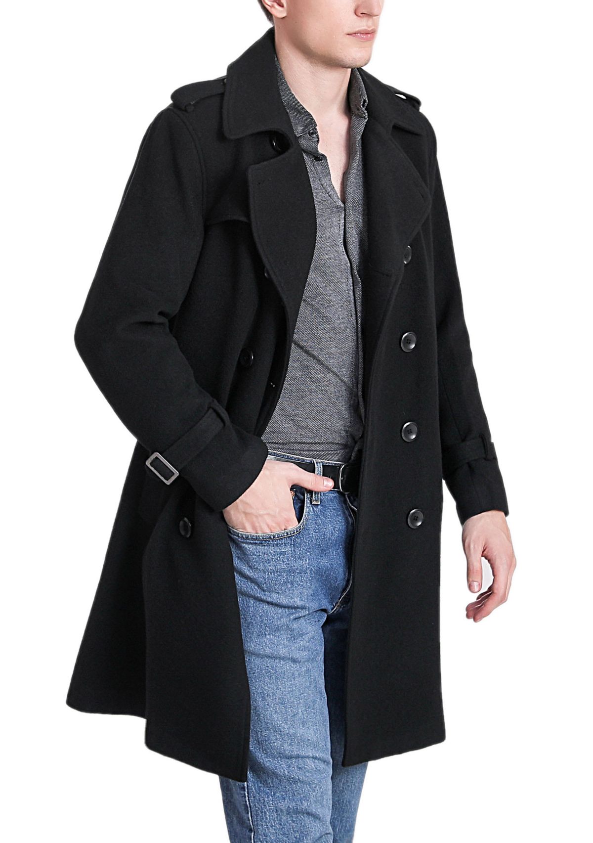 Mens Jake Wool Blend Trench Coat