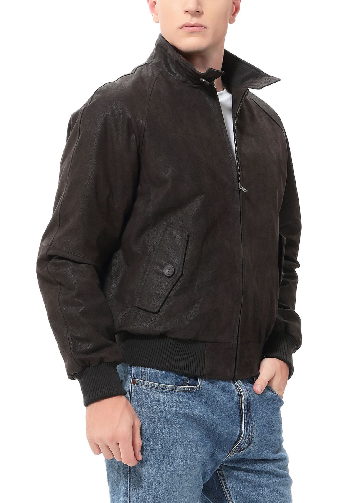 Mens WWII Distressed Leather Bomber Jacket