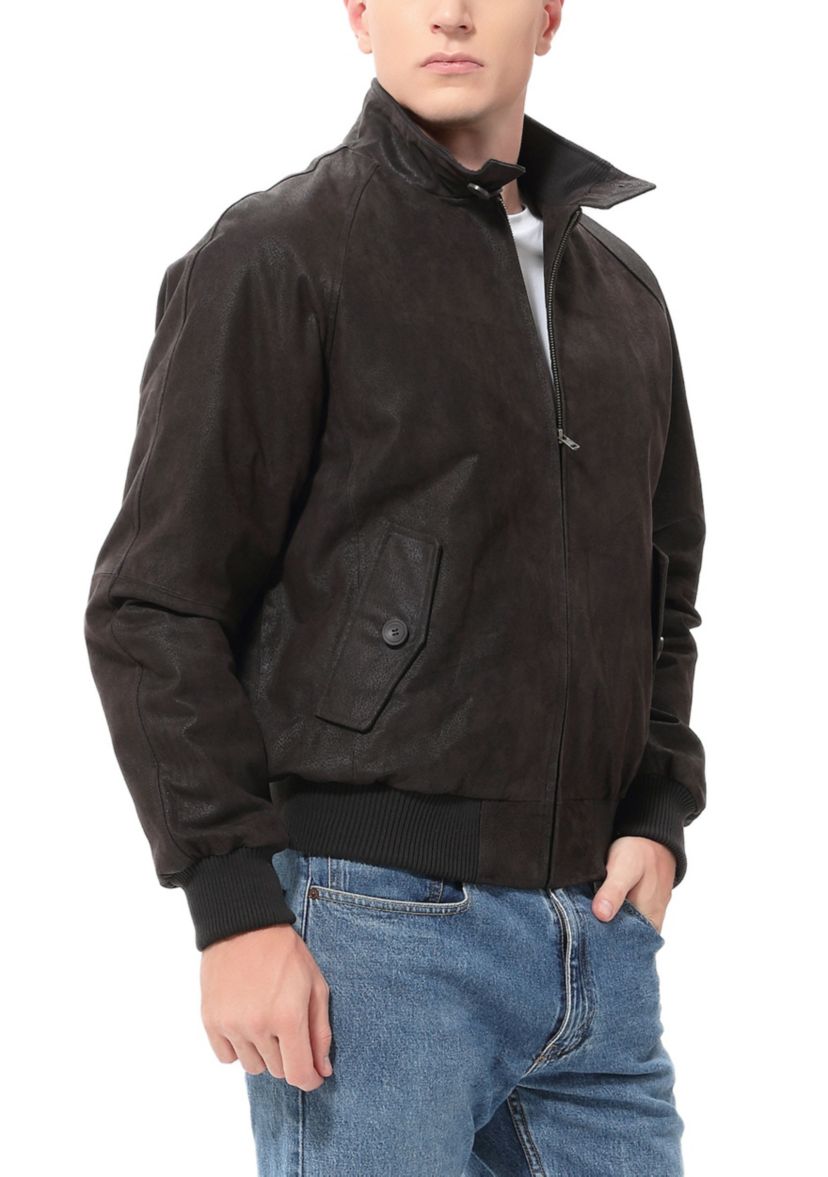 Mens WWII Distressed Leather Bomber Jacket