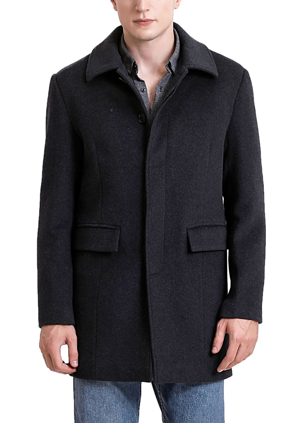 Mens Michael Wool Blend Single Breasted Walking Car Coat