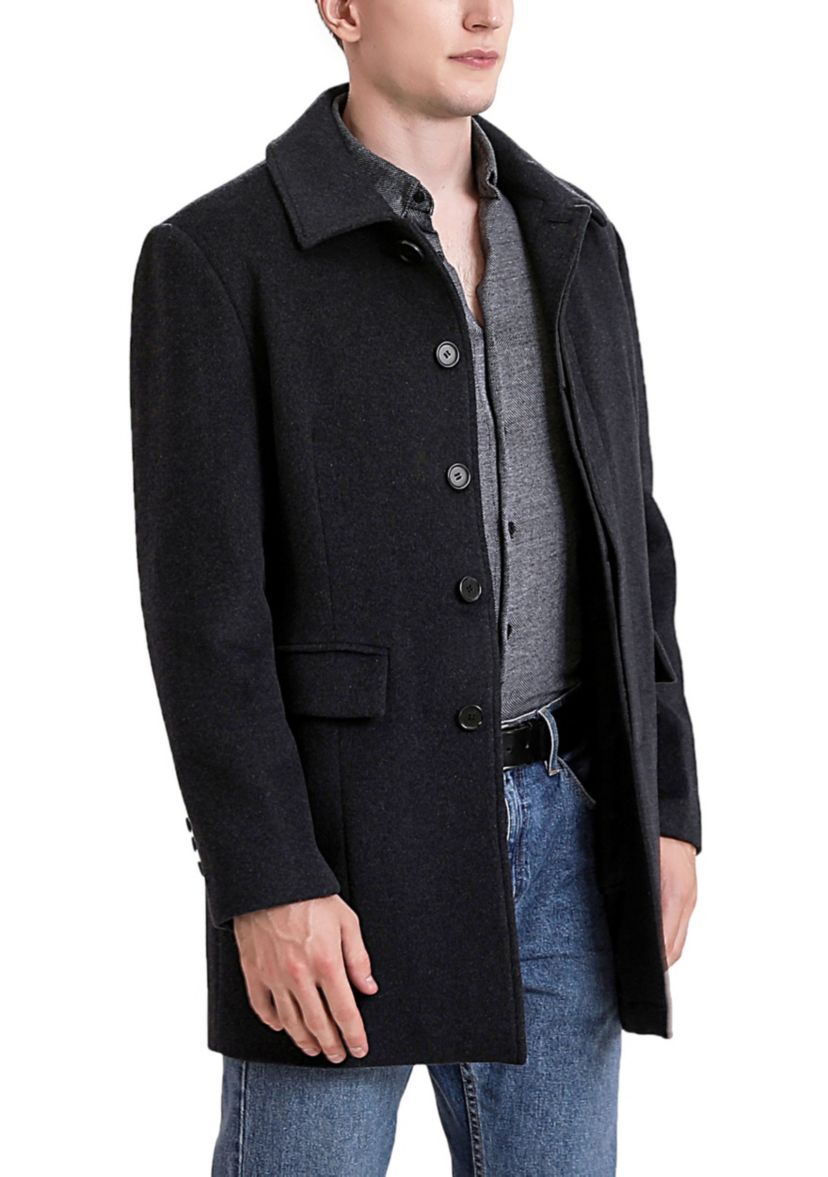 Mens Michael Wool Blend Single Breasted Walking Car Coat