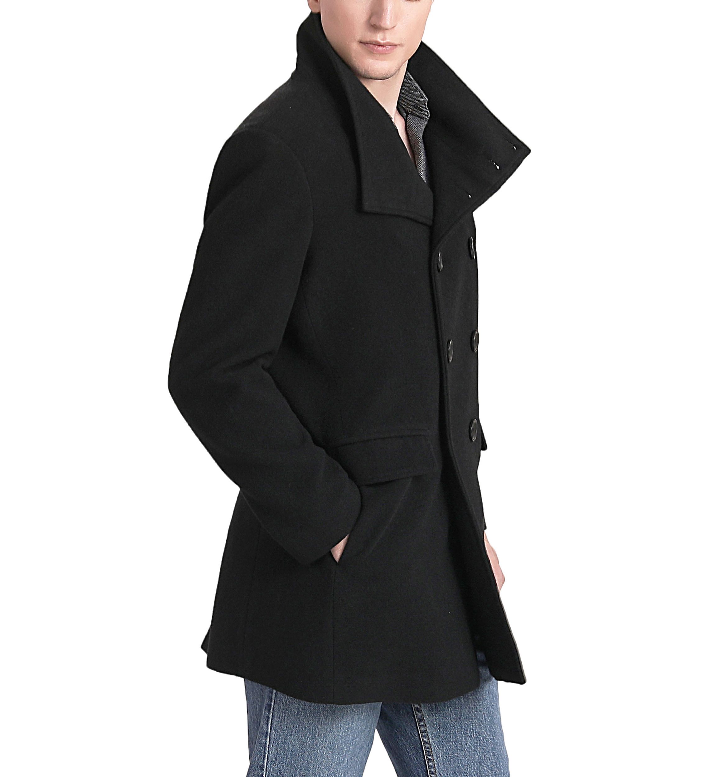 Mens Wing Collar City Wool Blend Pea Coat