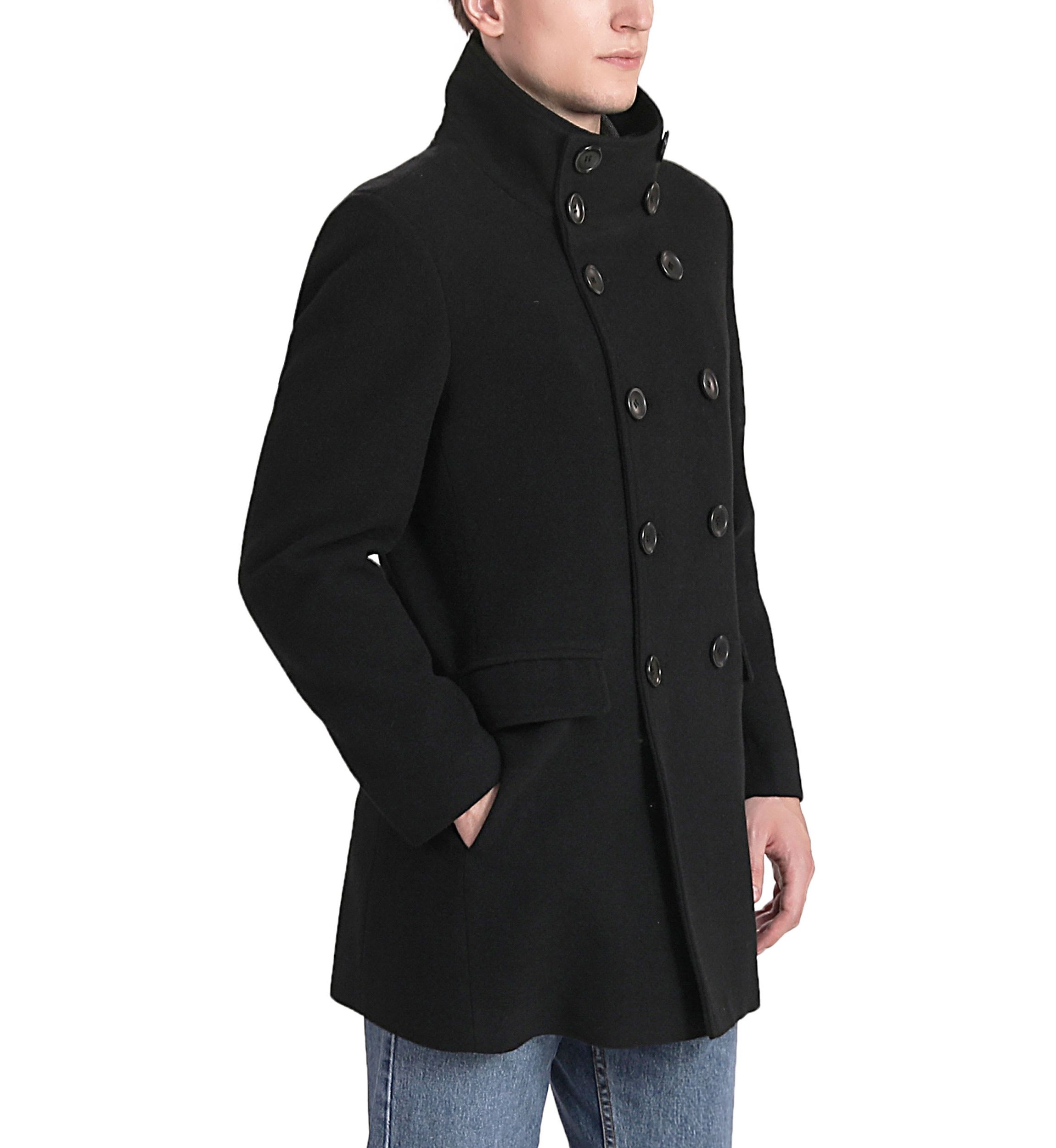 Mens Wing Collar City Wool Blend Pea Coat
