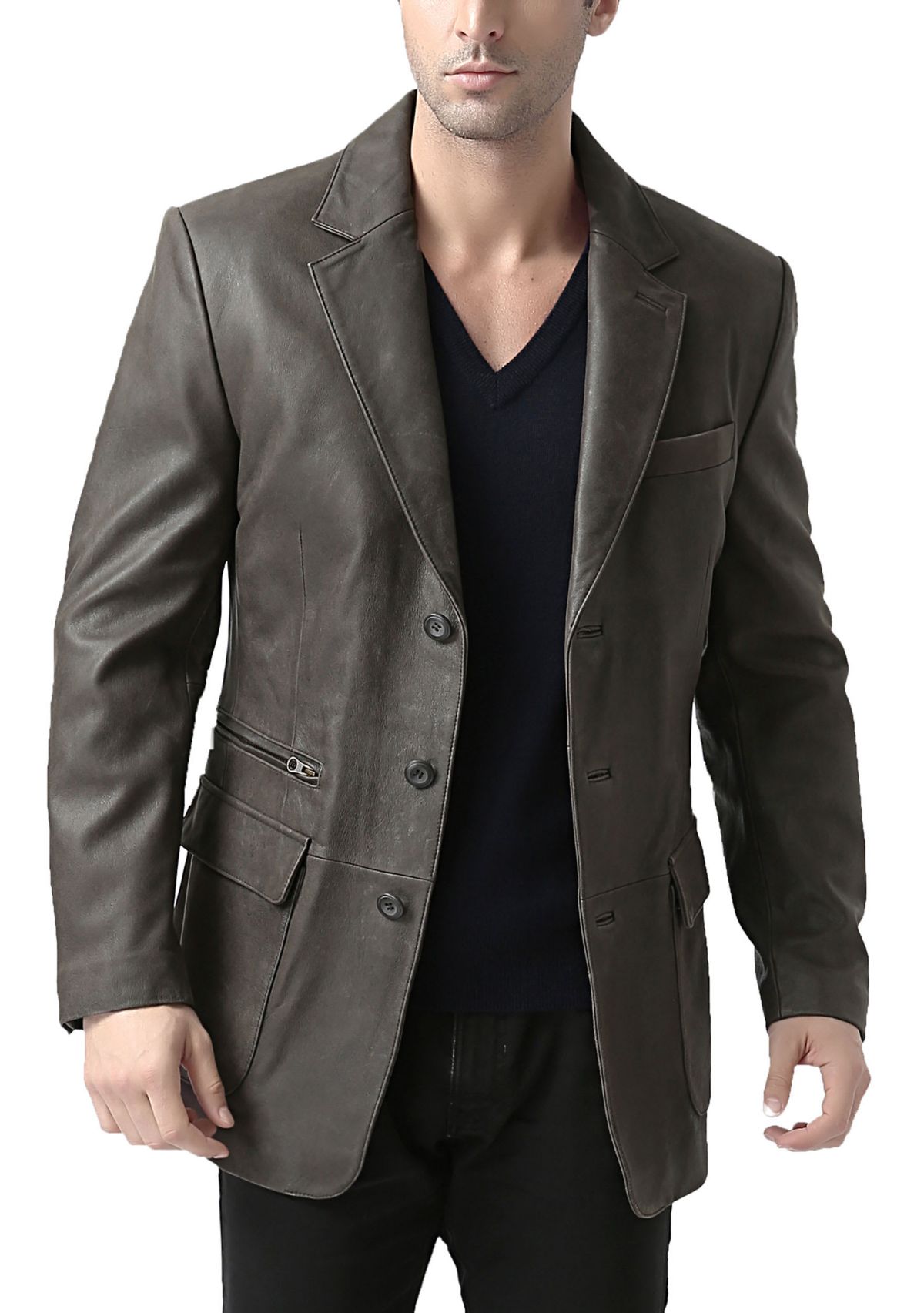 Mens Mark Distressed Leather Blazer