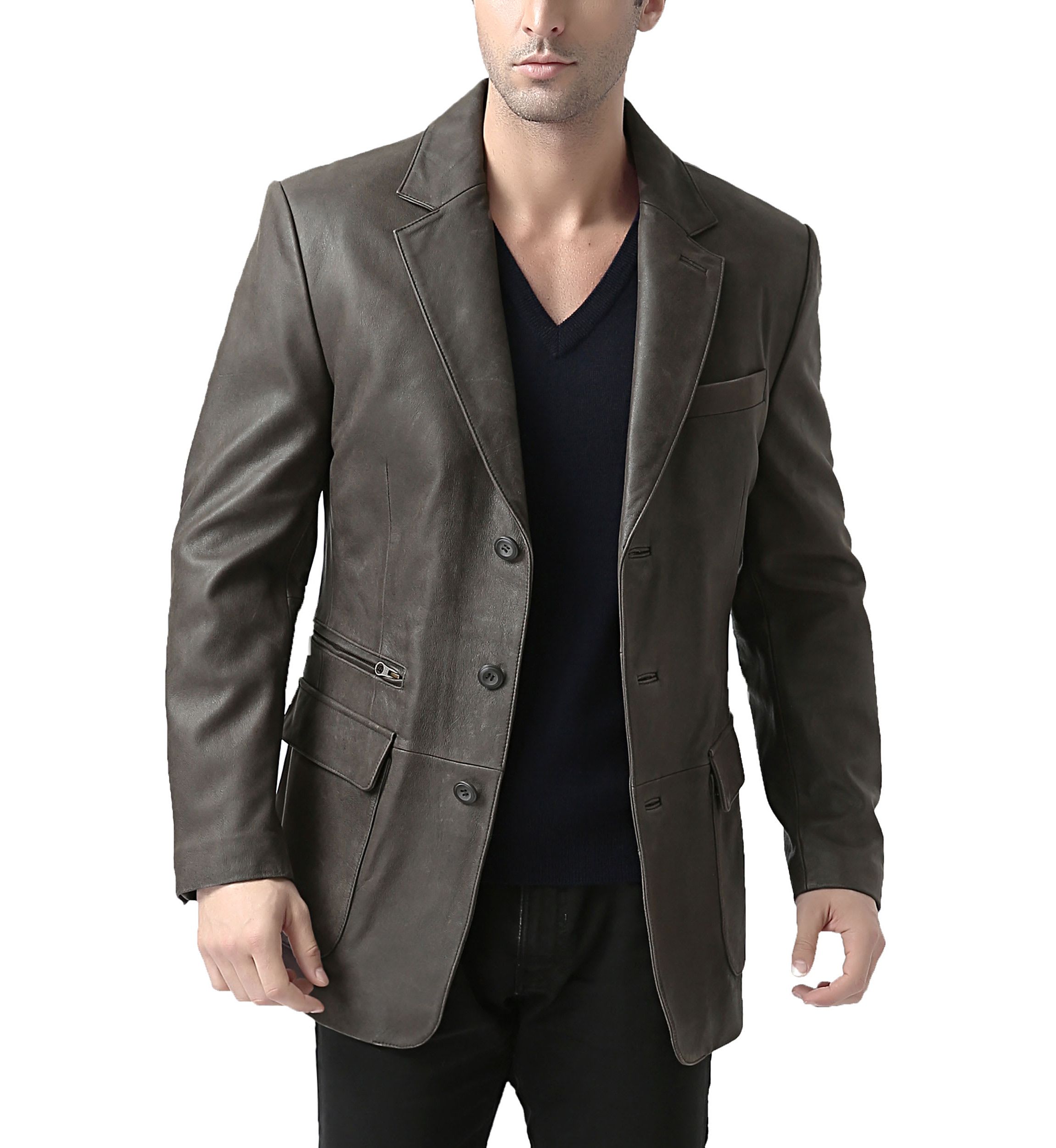Mens Mark Distressed Leather Blazer