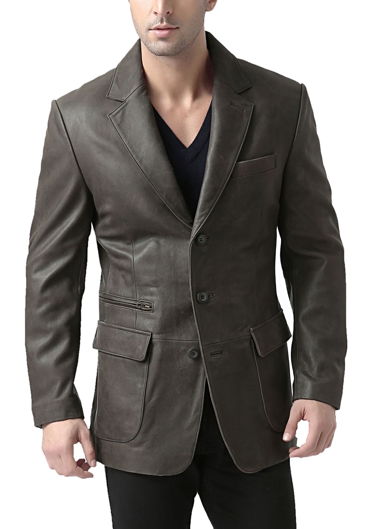 Mens Mark Distressed Leather Blazer