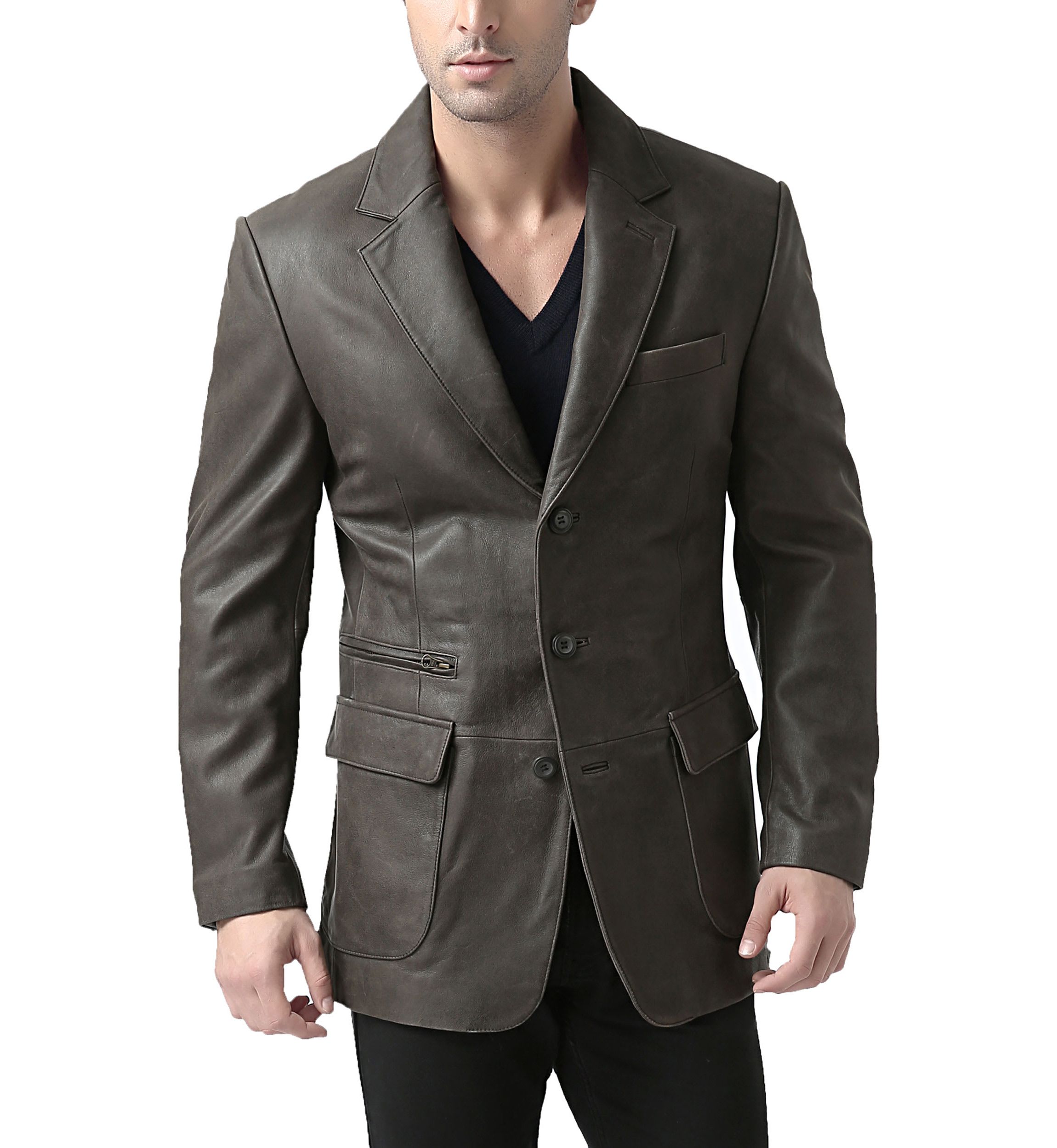 Mens Mark Distressed Leather Blazer
