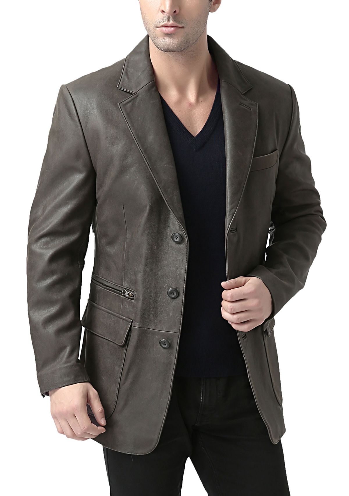 Mens Mark Distressed Leather Blazer