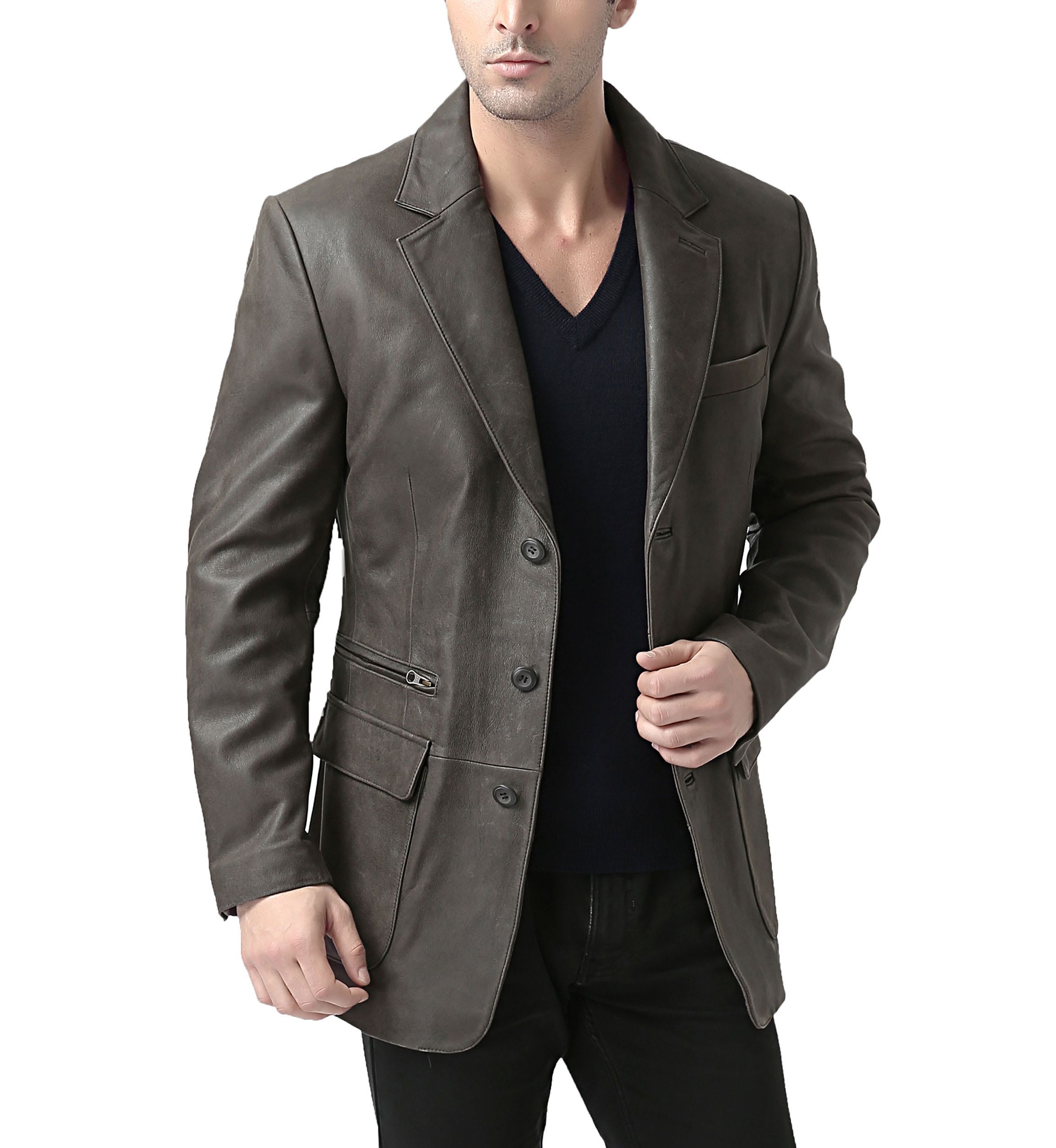Mens Mark Distressed Leather Blazer