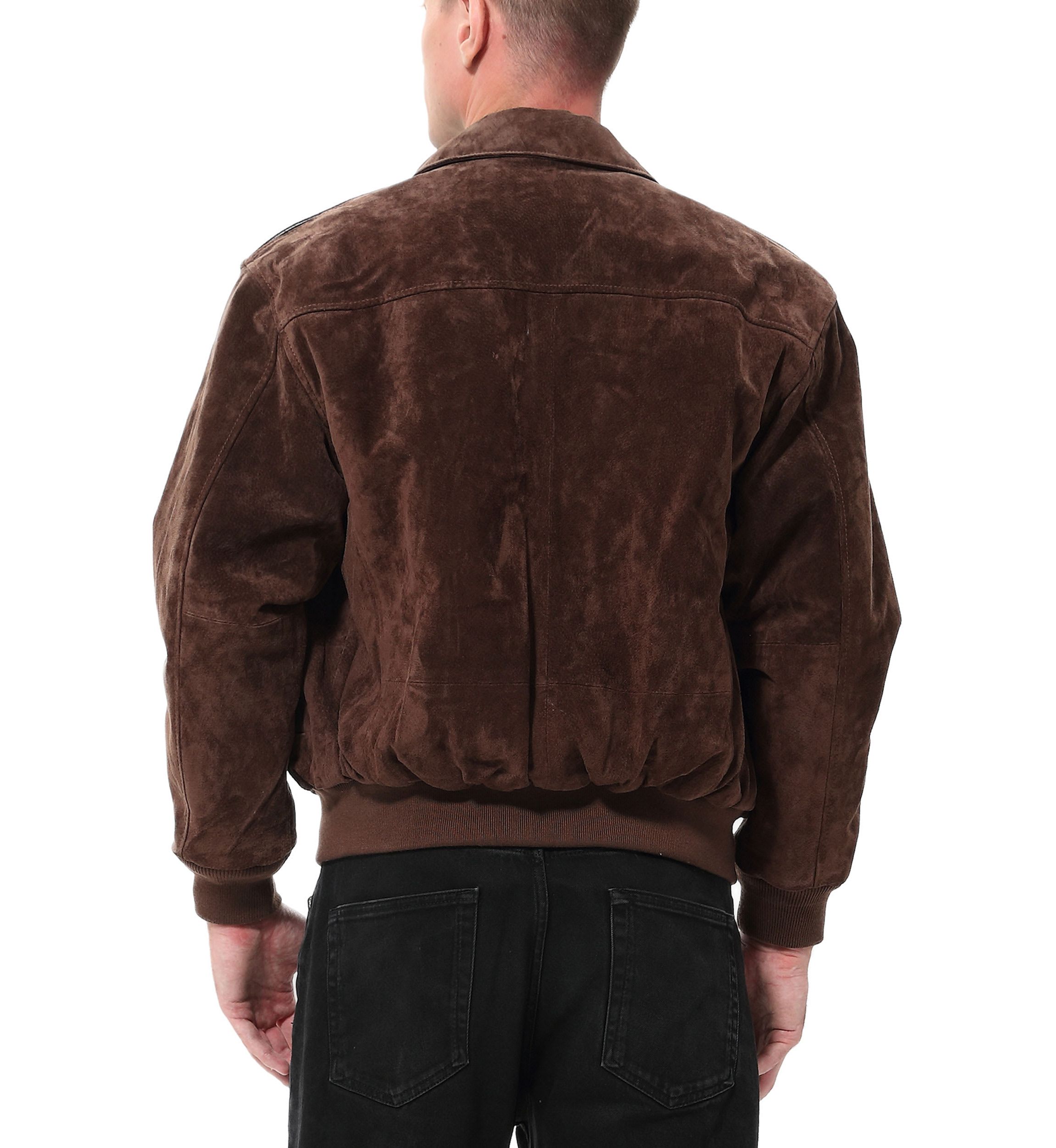 Mens A-2 Suede Leather Flight Bomber Jacket