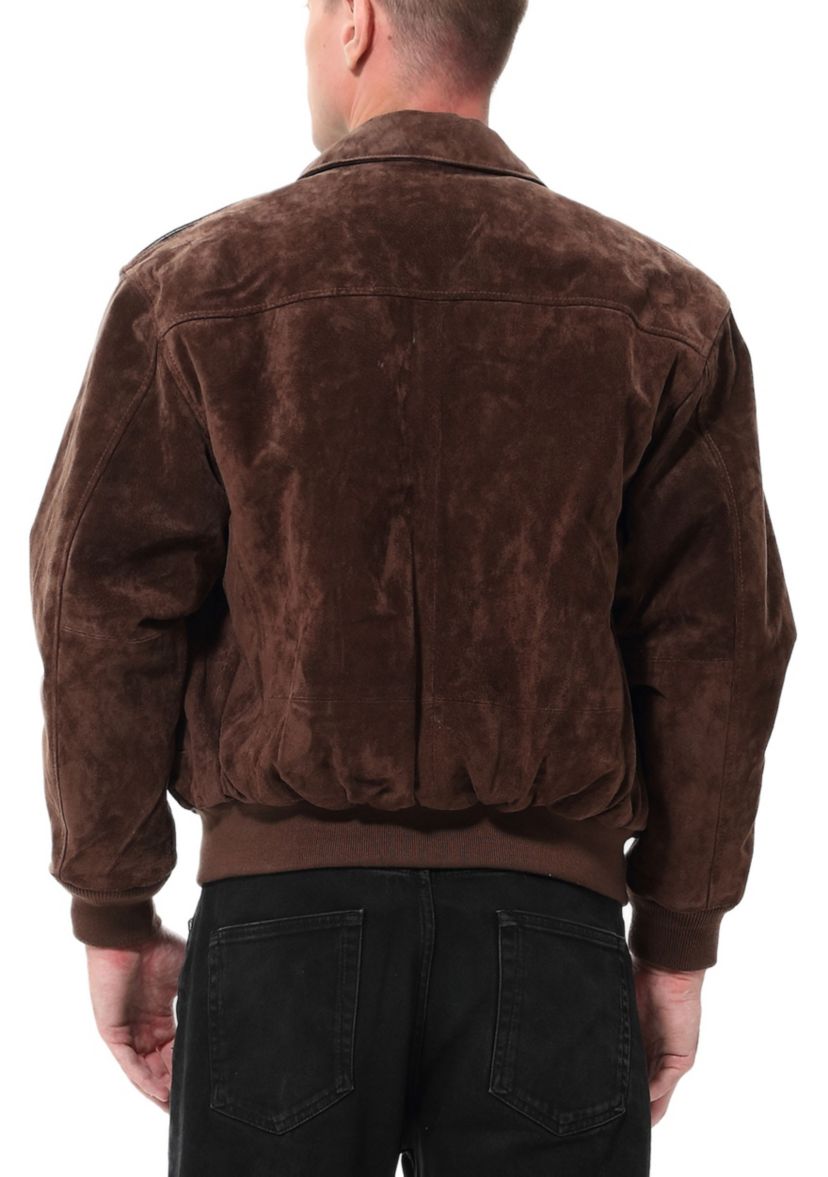 Mens A-2 Suede Leather Flight Bomber Jacket