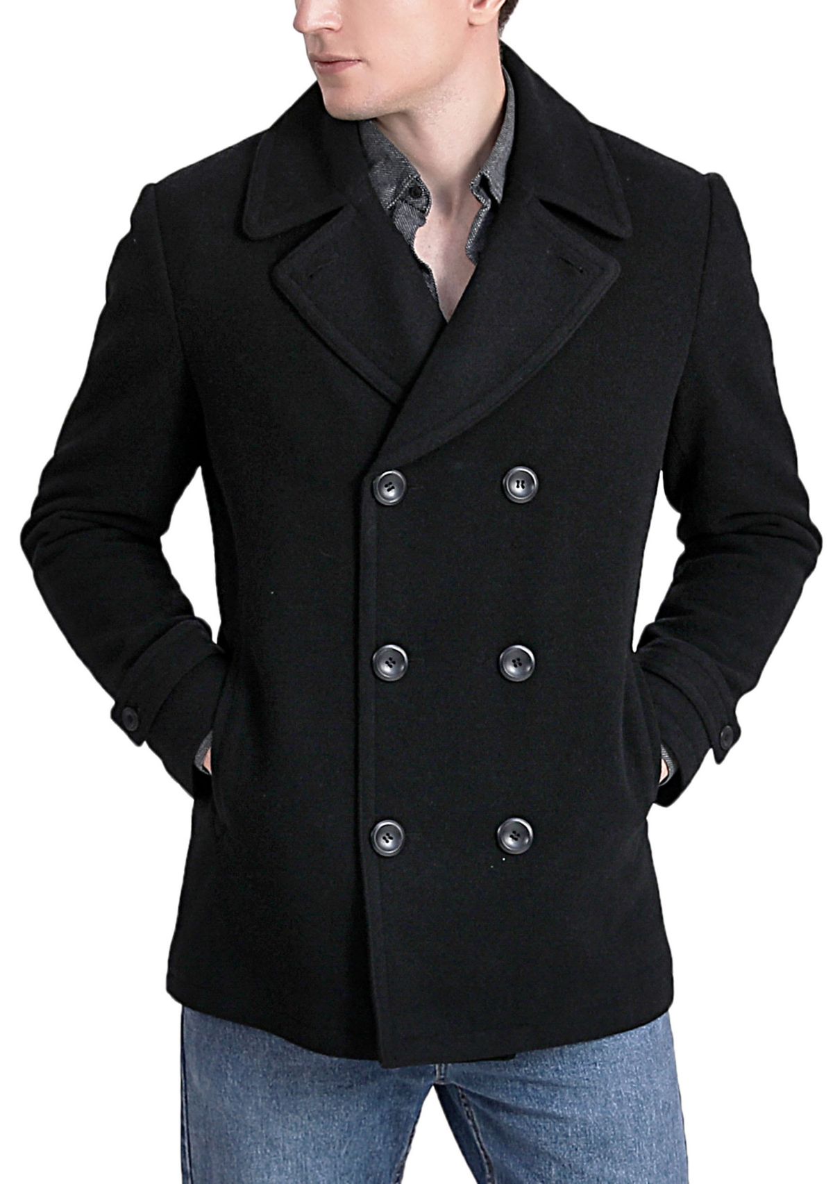 Mens Wool Blend Pea Coat